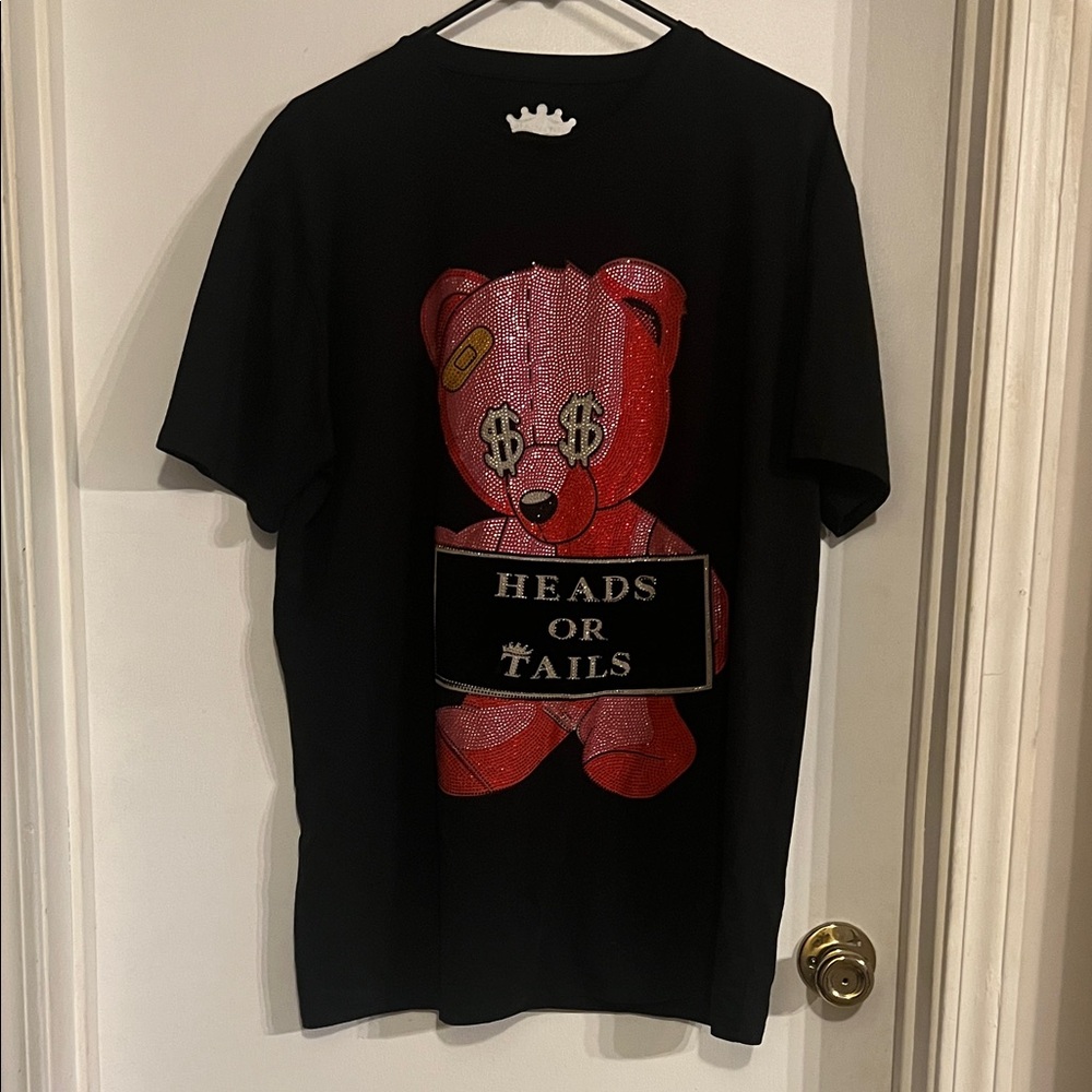 Black Tee with Red Graphic Bear